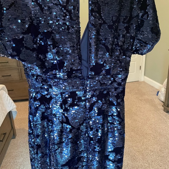 The Clothing Company Navy Blue Sequin Velvet Dress - Picture 7 of 11